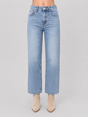 Jeans Crop Straight Mujer | Light Blue Denim