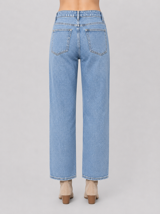 Jeans Crop Sky Blue | Straight Fit