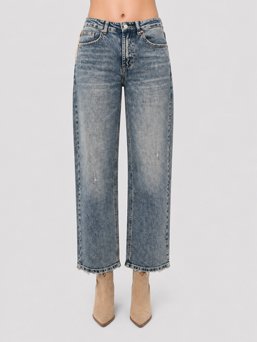 Jeans Straight Worn Ripped