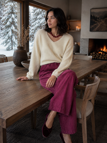 Sweater Mujer Escote V Baby Alpaca