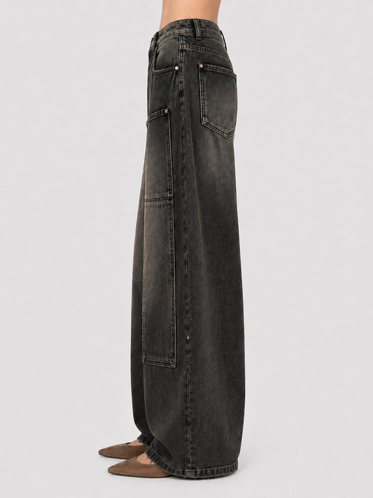 Jeans Black Bronze Balloon Mujer | Barrel Cargo Tiro Alto