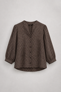 Blusa vichy café y taupe de mujer 100% algodón, vista frontal
