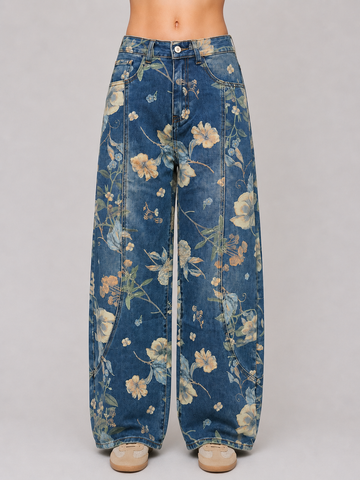 Jeans Barrel Flowered
