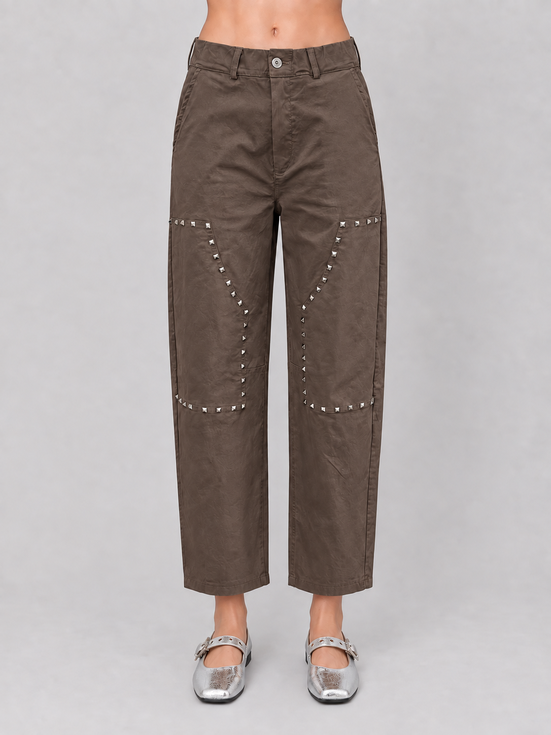 Pantalón Stud Panel de mujer con paneles delanteros y aplicaciones de tachas metálicas
