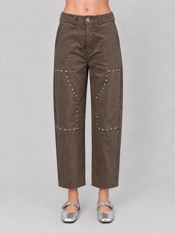 Pantalón Stud Panel de mujer con paneles delanteros y aplicaciones de tachas metálicas